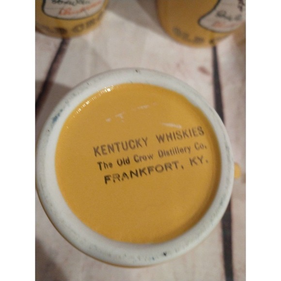 Vintage Old Crow Kentucky Whiskies Whiskey Mug Lot of 4 Yellow Coffee Cup 8 oz. - Picture 4 of 4